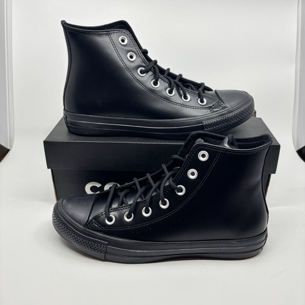 Converse Chuck Taylor All Star Leather High Top Sneakers Womens 8 Punk Goth New